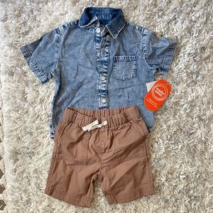 Two colors of Wonder Nation Toddler Short Sleeve Sets